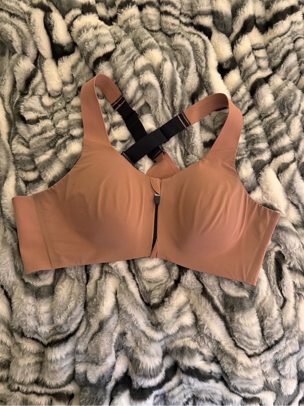 Knox Pale Pink Front-Zip Sports Bra with Racerback